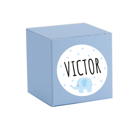 Ronde doopsuikersticker met blauw olifantje en confetti (314.010)