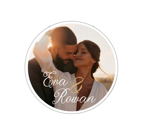 Sticker huwelijksbedankjes met foto in cirkel