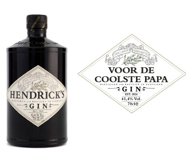 Hendrick's Gin 70 cl met etiket 'voor de coolste papa'