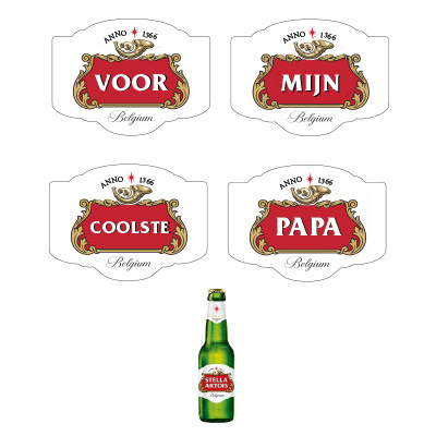 Voor de coolste papa - Set 4x Stella Artois etiket 33 cl
